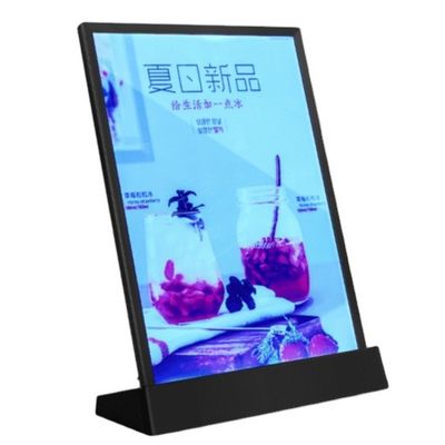 کیفیت  A4 Size LED Menu Stand Countertop Acrylic Holder Display With 7 Colors کارخانه