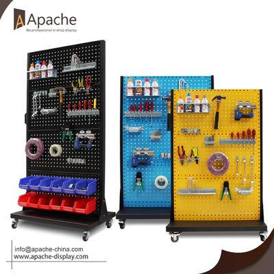 نمایشگر سفارشی پاپ پوز ایستاده صفحه نمایش فلزی Pegboard با چرخ